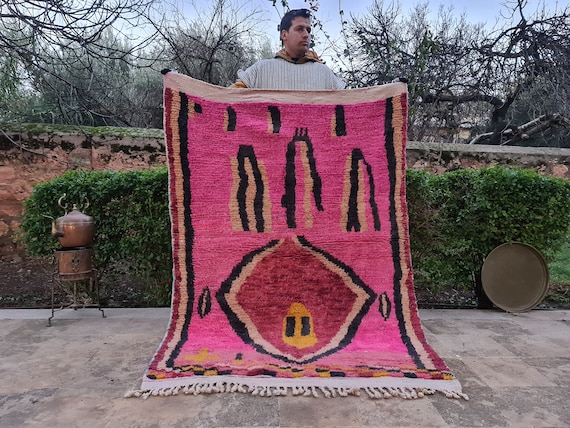 Muted Pink Rug, Washable Area Rug, Moroccan Handmade Rug, Living Room Rugs Personalized, Home Decor And Gifts, Wool Anniversary Gift