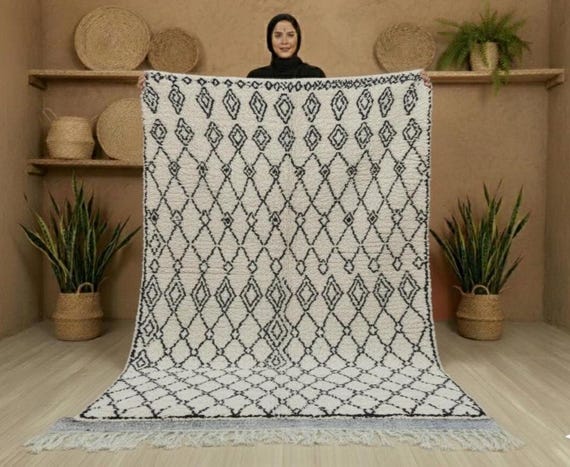 Handmade Moroccan Rug, Berber Wool, Abstract Design