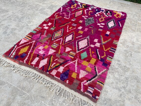 Handmade Moroccan Wool Rug, Abstract Berber Design, 8x10