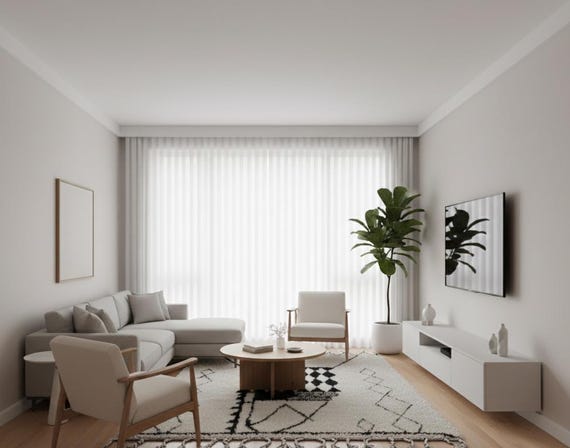 Genuine Lamb Wool Boho Rug - Black Diamond Moroccan Rug - Off White Berber Carpet - Custom Sizing Available