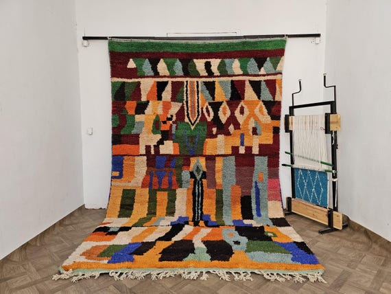Boho Elegance! Custom Moroccan Rug – Handmade BOUJAAD Wool Rug in 9x12 & Custom Sizes – Colorful Berber Carpet for Modern Homes