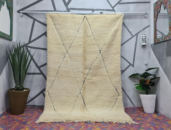 GORGEOUS Custom Beni Ourain Rug, All Wool Berber Rug, Off White Moroccan Rug, Large Area Rug Handmade Rug, Moroccan Wool Rug