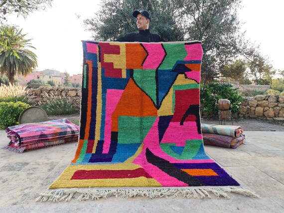 irregular Shape Rug, Azilal Rug Home Decor, Low Pile Custom Rug, Large Area Rug