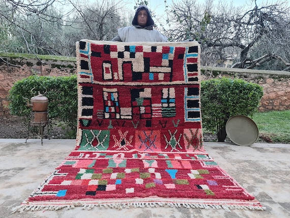 Color Splash! Abstract Moroccan Boujaad Rug – Large Custom Wool Rug – Colorful Berber Carpet – Handmade Soft Area Rug in All Sizes
