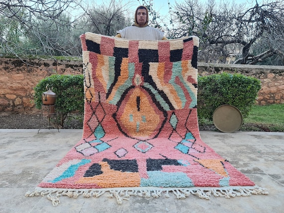 Brighten Your Space! Pink Beni Ourain Rug - Custom Moroccan Berber Carpet, Handmade Wool Area Rug, Unique Boho Morocco Rug