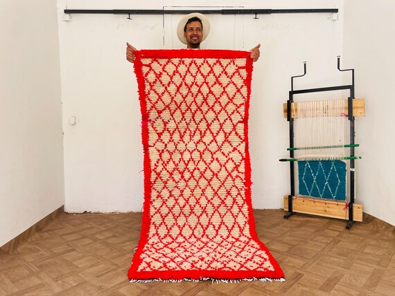Gift for her, Kitchen, Rug, Checkered rug, Eclectic home decor, Antique decor, Mid century rug, Beni ourain rug, Unique rug, Berber rug