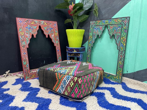 Moroccan Pouf - Pouf Ottoman - Boho Style Room Decor - Farmhouse Decor Living Room - Mom Gift Unique - Home Decor Antique - Furniture
