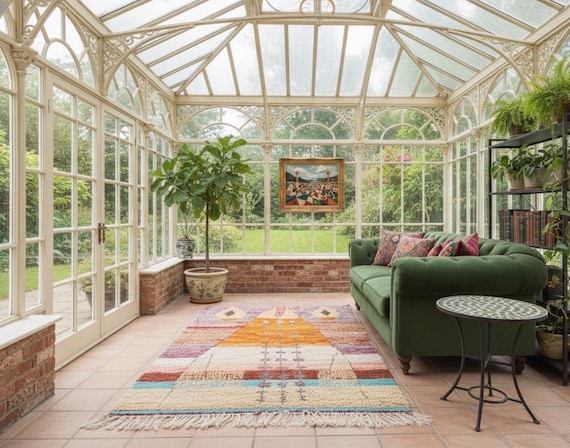 Handwoven Moroccan Wool Rug, Berber Geometric Carpet, Custom Size