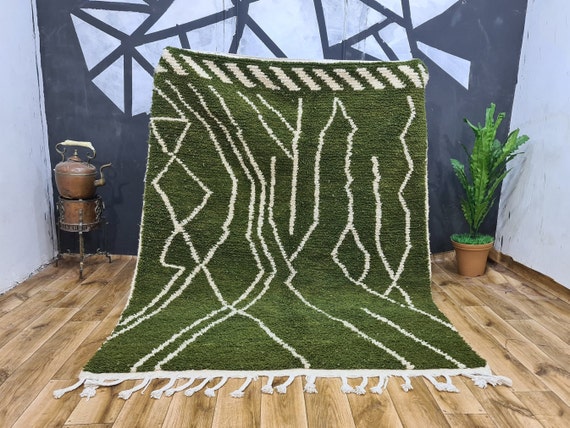 Rug For Bedroom Aesthetic - Moroccan Rug Green - Custom Rug Bedroom - Farmhouse Home Decor Trend - Housewarming Gift For Her Birthday Unique