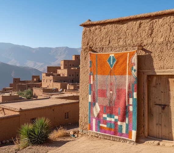 Vibrant Beni Ourain Style Rug - Authentic Moroccan Berber Carpet