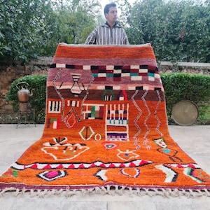 9x12 Orange Moroccan Rug: Hand-Knotted Boujaad Wool Berber Rug