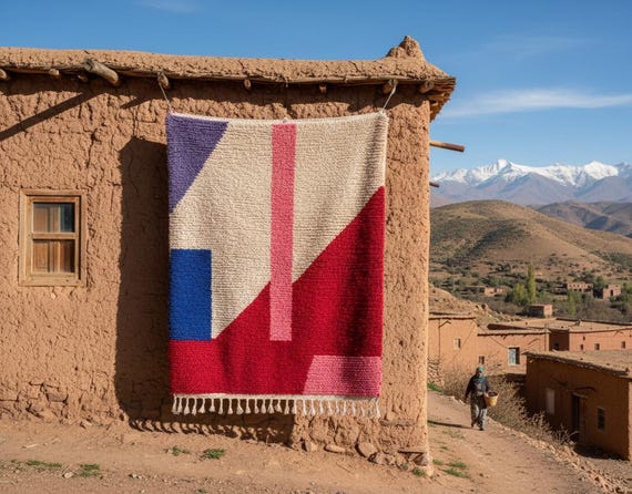 Beni ourain custom moroccan rug - berber beni ourain rug - wool area rug - handmade rug - moroccan area rug - morocco rug