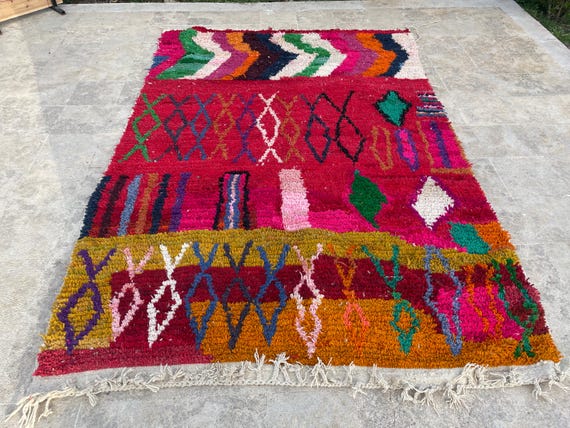Handmade Moroccan Wool Rug 8x10, Colorful Berber Design