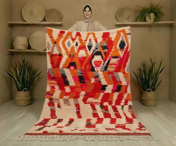 Moroccan Boujaad Rug – Berber Wool, Abstract Design