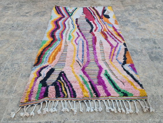Colorful Berber Rug: Handwoven Moroccan Wool Area Rug
