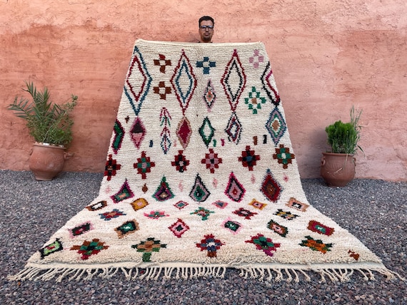 MOROCCAN Personalized Rustic Home Decor Rug – Custom Azilal Wool Rug – Handmade Berber Rug for Living Room & Bedroom