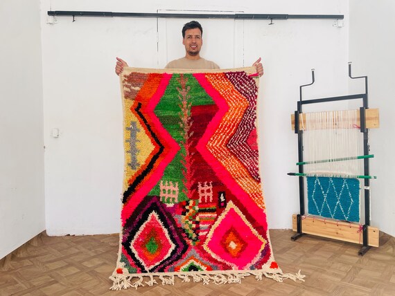 Stunning Berber Carpet - Authentic Beniourain Rug - Custom Made Moroccan Woolen Rug - Unique Moroccan Rug Collection