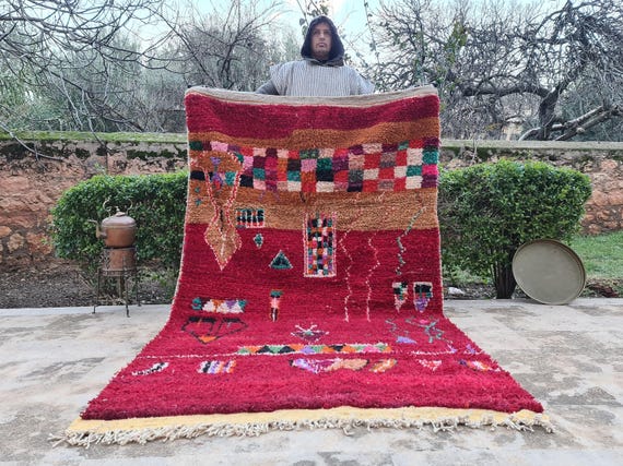 Statement Piece! Personalized Red Boujaad Hallway Rug – Handwoven Rectangle Moroccan Runner – Unique Berber Gift for Home