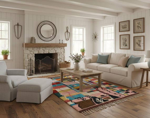 Custom Berber Wool Rug, Hand-Knotted Boujaad Carpet