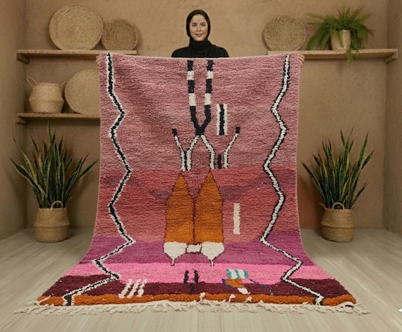 Handmade Wool Moroccan Rug 8x10, Berber Design