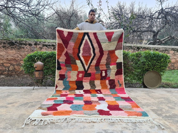 Wholesale Moroccan Carpets: Bohemian Checkered Rug Hooked Wall Hanging