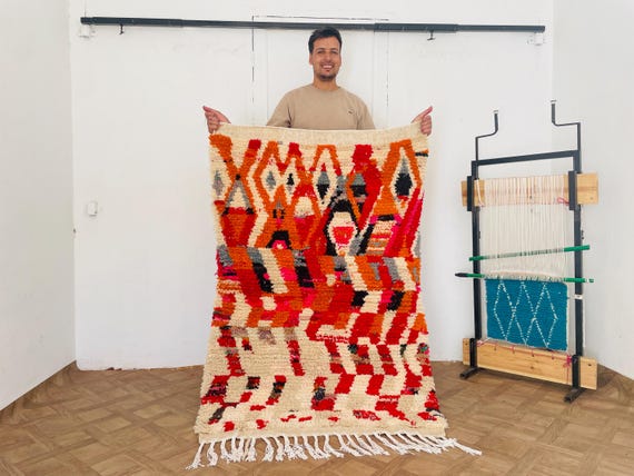 Stunning Beni Ourain Boujad Rugs - Handmade Moroccan Berber Rug 9x12 - Custom Sizes Available - Retro Moroccan Decor - Personalized Rug