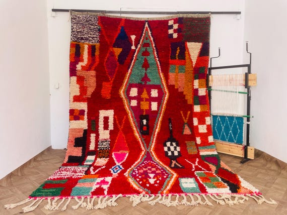 Handmade Moroccan Area Rug - Perfect Gift for Her | Unique Home Decor & Housewarming Gift for Living Room or Bedroom