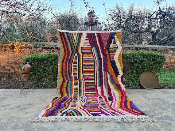 Costum Moroccan Colorful Rug, Authentic Moroccan rug, Berber Carpet, Handmade Wool Rug