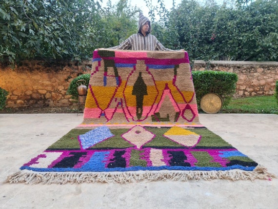 Custom Rugs For Living Room - Boujaad Moroccan Rug - Soft Area Rug - Handmade Home Decor - Midcentury Modern Decor - Housewarming Gift
