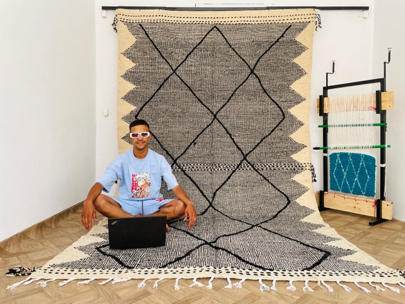 Kilim Wool Area Rug, Handwoven Vintage Grey Rug for Living Room, Bohemian Home Decor Gift