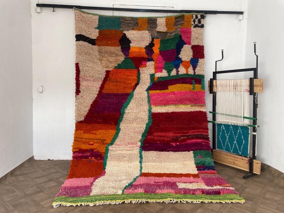 Moroccan Hand knotted Wool Abstract Rug - Custom Sizes Shag High Quality Modern Rug - Retro Funny Valentines Day Gifts Home Decor