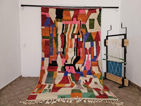 Custom Moroccan Rugs, Boujaad Rug Accent, Handmade Wool, Moroccan Berber Rugs, Rug 3x5, Genuine Lamb Wool