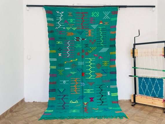 Modern ZANAFI Wool Kilim Rug, Moroccan Berber Area Rug, Colorful Custom Carpet, Home Decor Accent