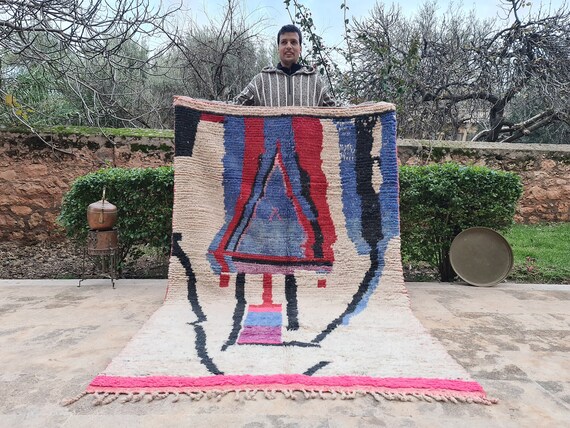 KEEP OFF Azilal Moroccan Rug – Handmade Wool Area Rug – Cool Statement Carpet for Boy Room or Fan Decor – Custom Rug Gift