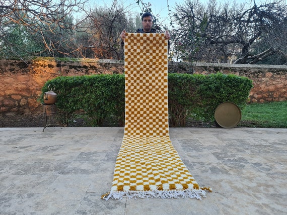Checkered Rug Runner, Entryway Rug, Hallway Rug Runners, Beni Ourain Rug, Rug Runners For Kitchen, Stair Runner, Bohemian Home Decor