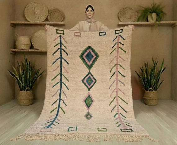 Handmade Berber Moroccan Rug, Abstract Wool Carpet, Custom Size