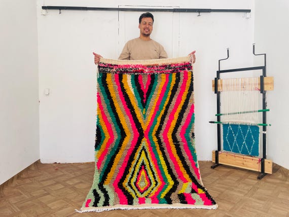 GORGEOUS HANDMADE MOROCCAN Boujaad Rug | Custom Berber Shag 8x10, 9x12 Area Rugs