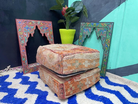 Unstuffed Moroccan Ottoman Pouf - Meditation Floor Cushion Seating - Outdoor Furniture - Quirky Living Room Decor Boho