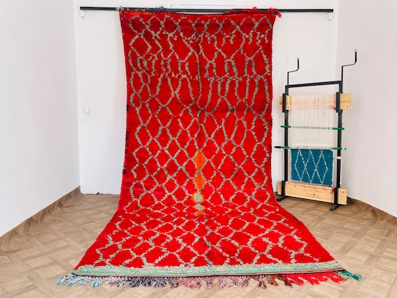 Rugs, Area Rug, Living Room Rug, Bedroom Rug, Checker Rug, Wool Rug, Berber Carpet, Boho Rug, Red Rug, Vintage Rug, Morrocan Rug, Orange Rug