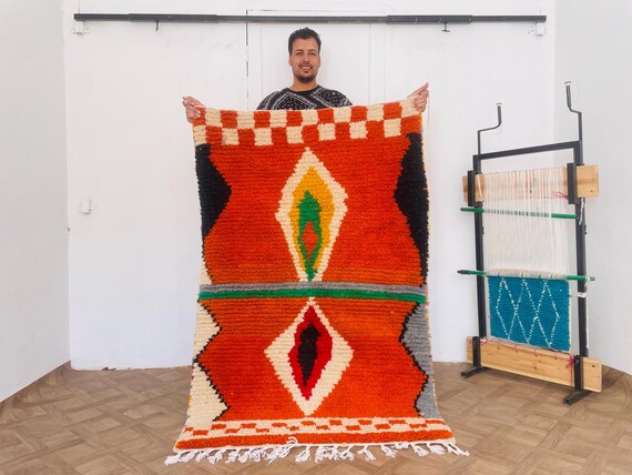 STUNNING MOROCCAN RUG - Custom Handmade Berber Area Rug - Authentic Moroccan Rug -  Berber Style Shag Area Rug