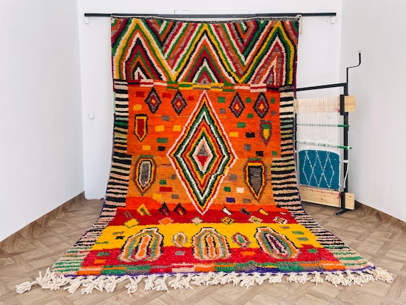 Authentic Moroccan Rug - Berber Carpet - Custom Moroccan Rug - Colorful Rug Bedroom Modern - Hand Knotted Wool Rug - Handmade Rug