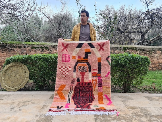 Stunning Multicolored Boujaad Rug - Handmade custom made rug - Pink moroccan berber carpet - Traditional housewarming home decor