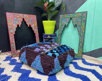 MAGNIFIQUE pouf marocain en laine, pouf ottoman marocain, pouf marocain coloré, fait main vintage marocain, coussins de siège décoratifs, pouf