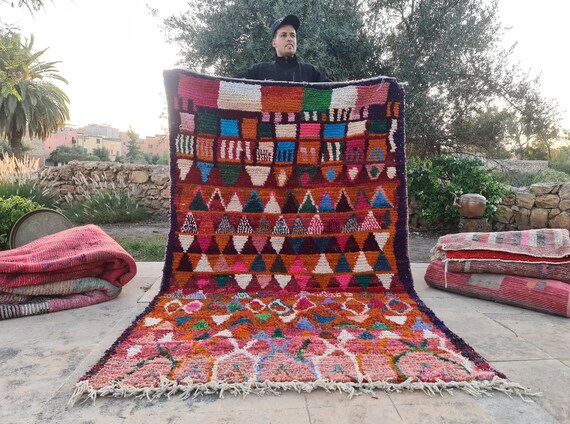 Moroccan Custom Red Area Rug - Big Living Room Rugs - Red Square Rugs - Modern Style Living Room - Decorating With Red Accents