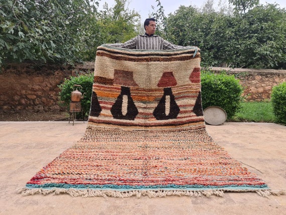 Moroccan Rug Brown, Colorful Rug, Large Area Rug, Handmade Rug, Area Rug, Diningroom Rug, Berber Nursery Soft Wool Rug