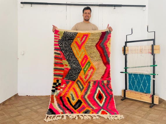 STUNNING MOROCCAN RUG, Custom Boujad Rug, High-Quality Wool Rug, Luxury Rug, Beniourain Rug, Abstract Rug, Multicolor Rug, Living room Rug