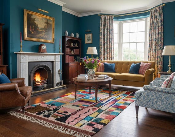 Handmade Moroccan Wool Rug, Berber Style, Custom Size