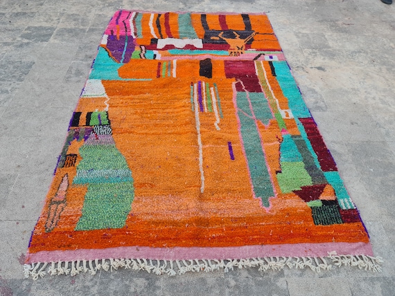 Burnt Orange Moroccan Rug, Berber Wool, Handmade Area Rug