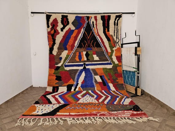 Orange Vintage Carpet, Art Rugs for Living Room, Mid Century Rug, Personalized Gifts, Housewarming Gift