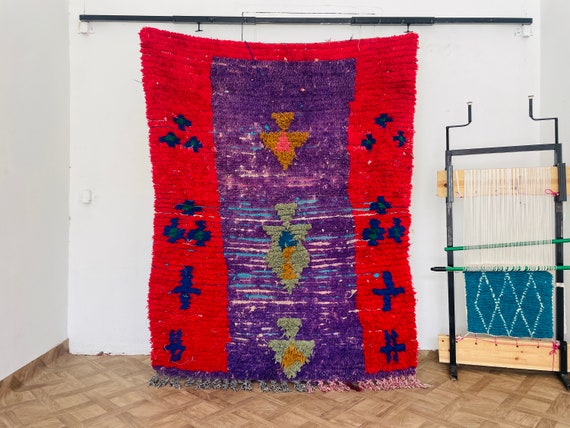 Moroccan Berber Vintage Rug, Bohemian Wool Rug Runner, Handmade Boho Bedroom Rug
